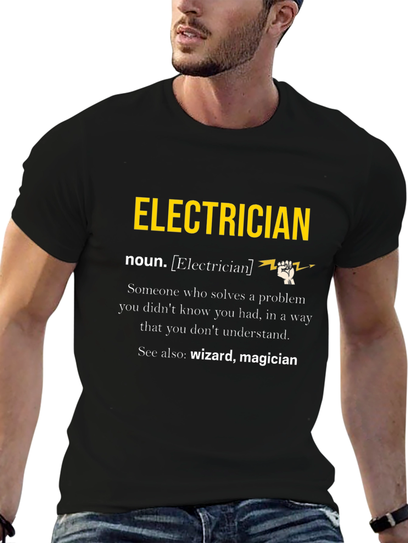 Black Electrician Definition T-Shirt view 6