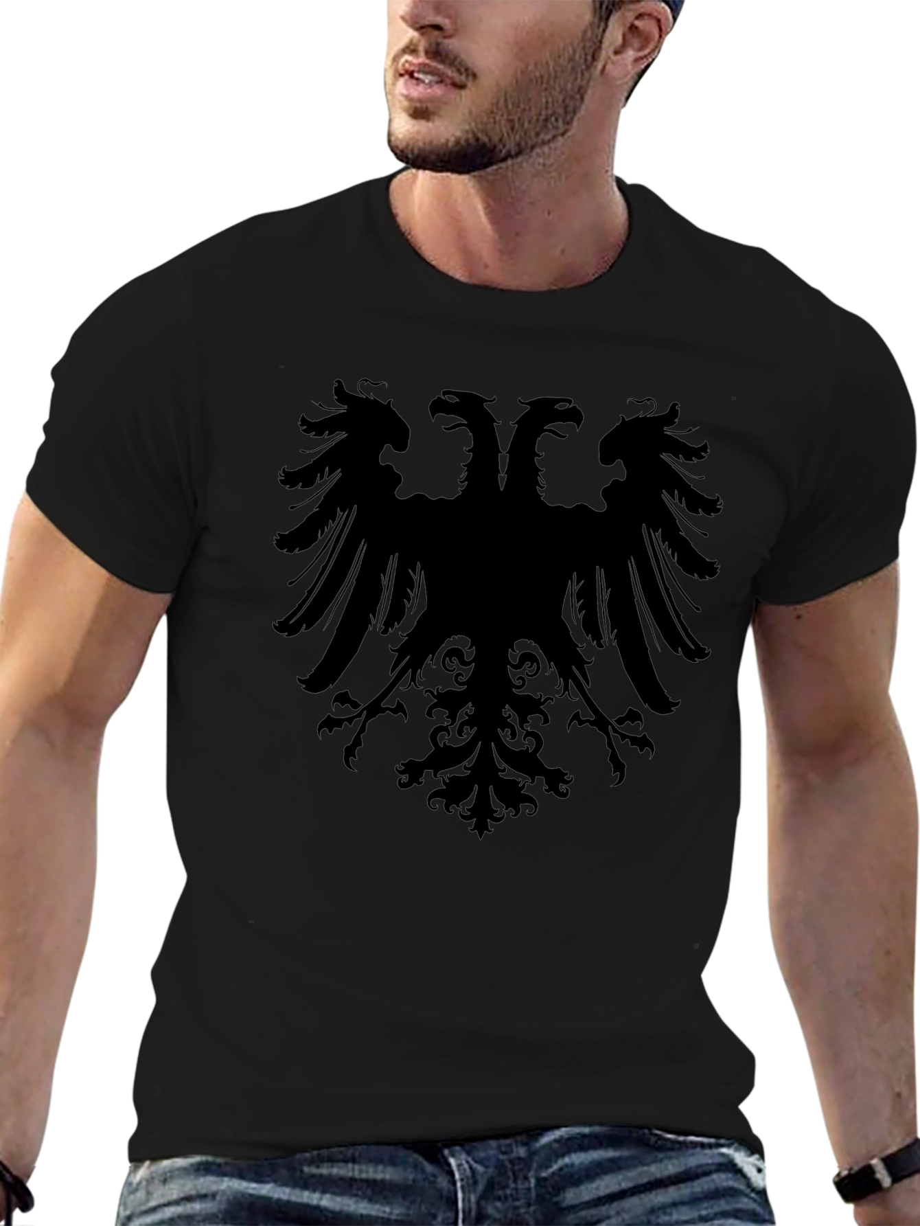 Black Double-Headed Eagle Graphic Tee - Black view 6