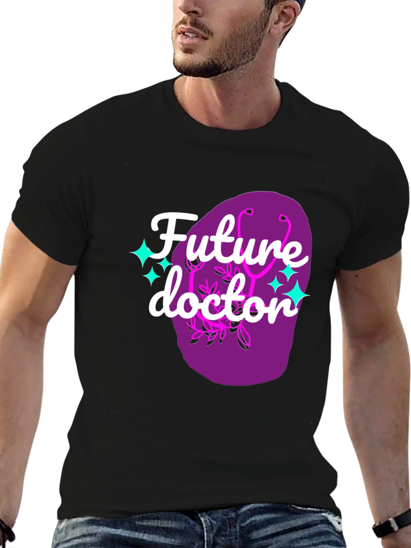 Black Future Doctor Graphic Tee - Black Cotton T-Shirt view 6