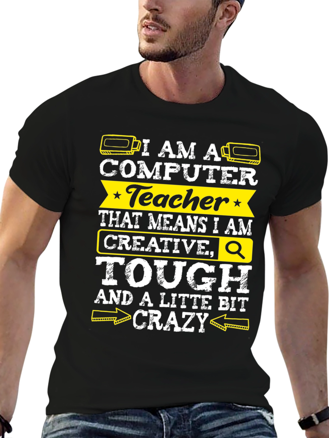 Black I am a Computer Teacher Graphic Tee view 6