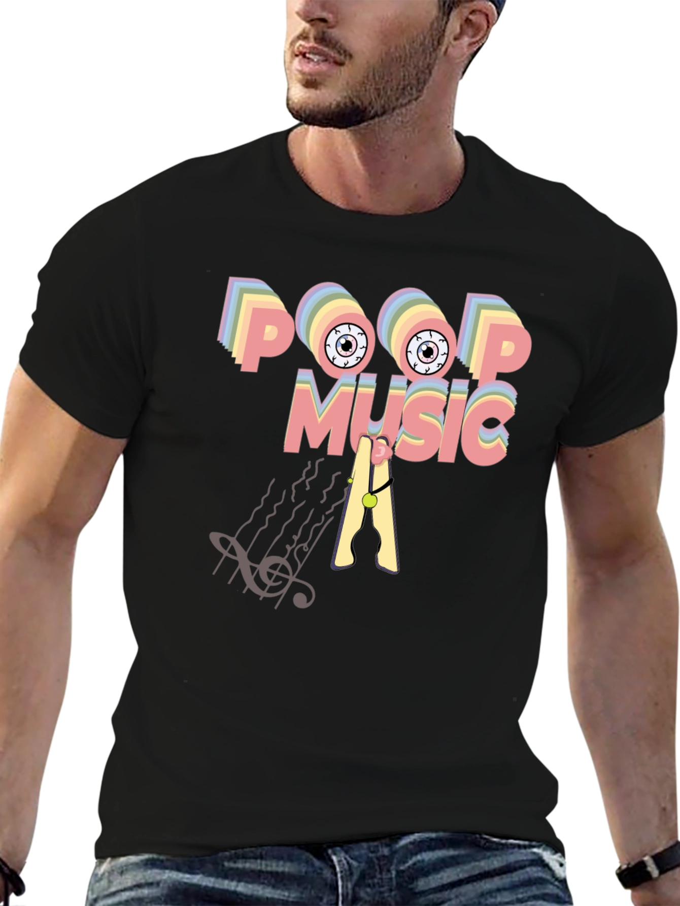 Black Poop Music Graphic T-Shirt view 6