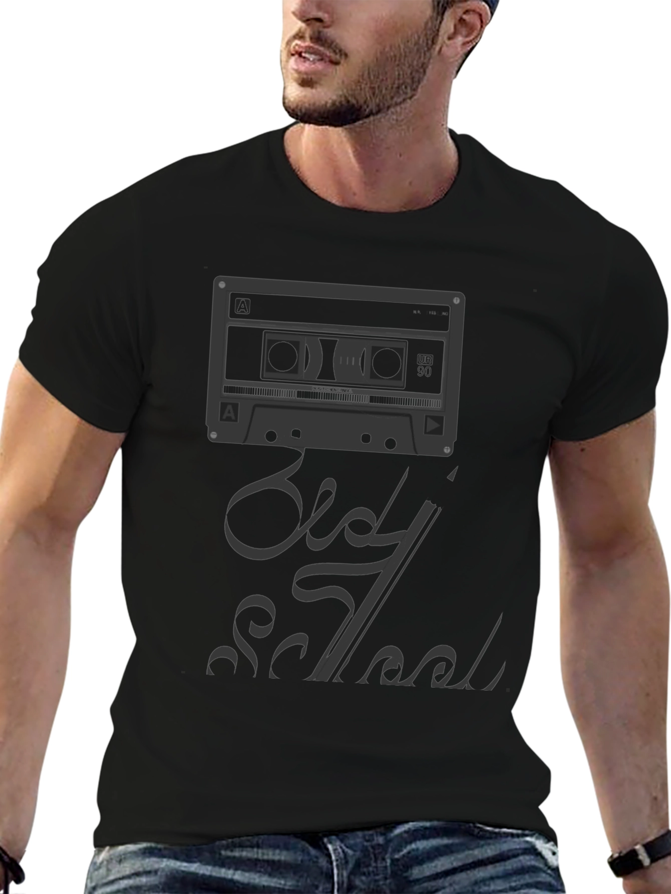 Black Old School Cassette Tape T-Shirt view 6