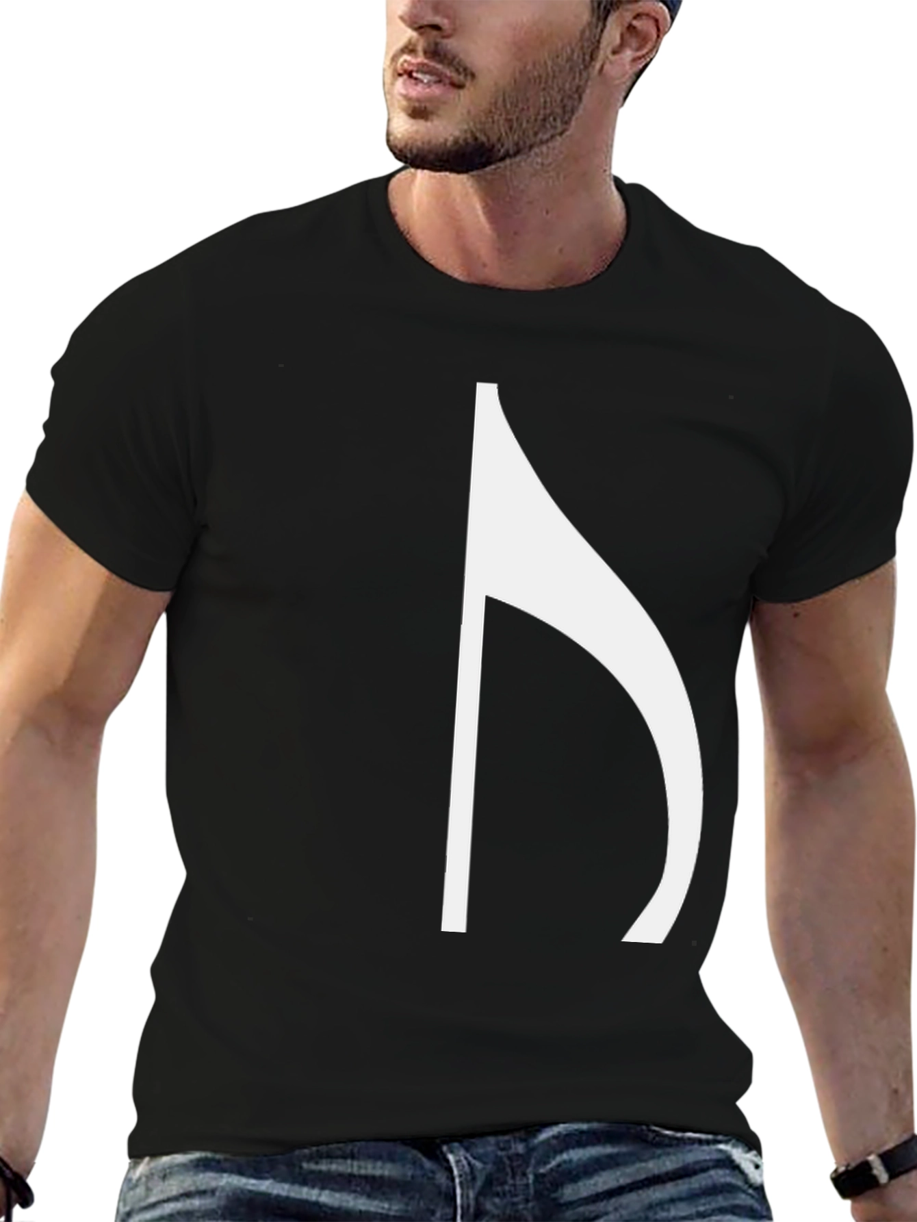 Black Modern Black Tee with Minimalist White Graphic view 6