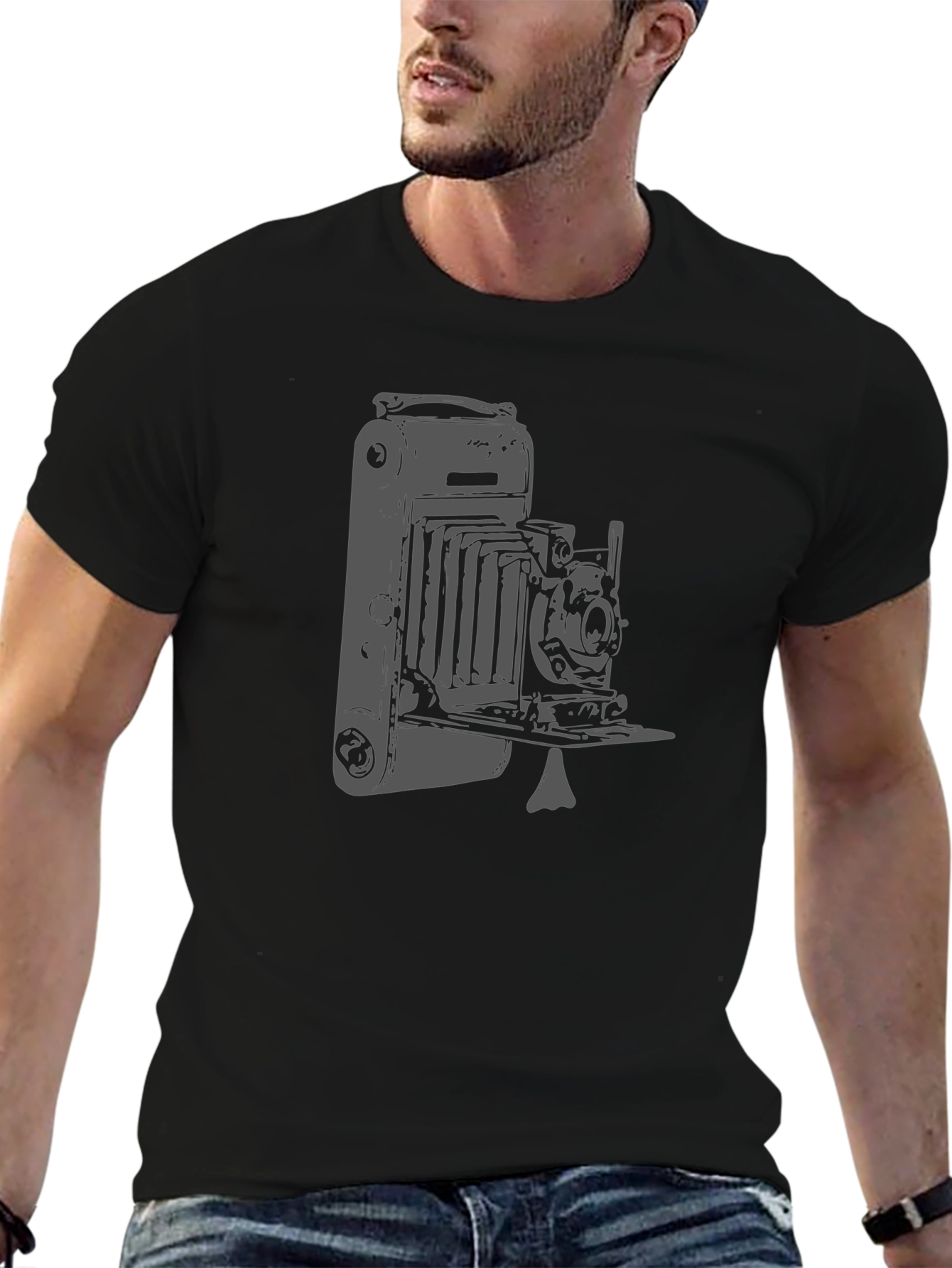 Black Vintage Camera Graphic Tee - Classic Style! view 6