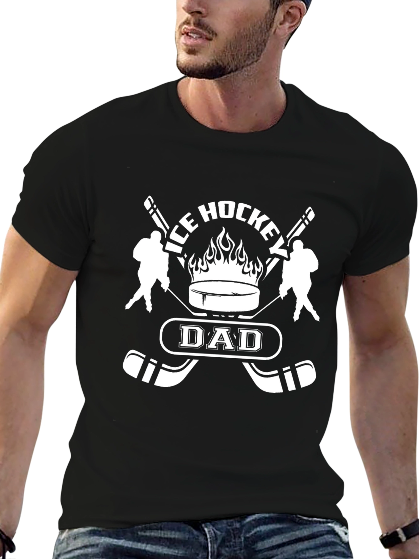 Black Ice Hockey Dad T-Shirt - Hockey Fan Apparel view 6