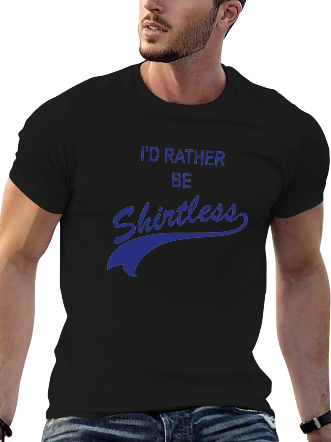 Black I'd Rather Be Shirtless Graphic Tee view 6