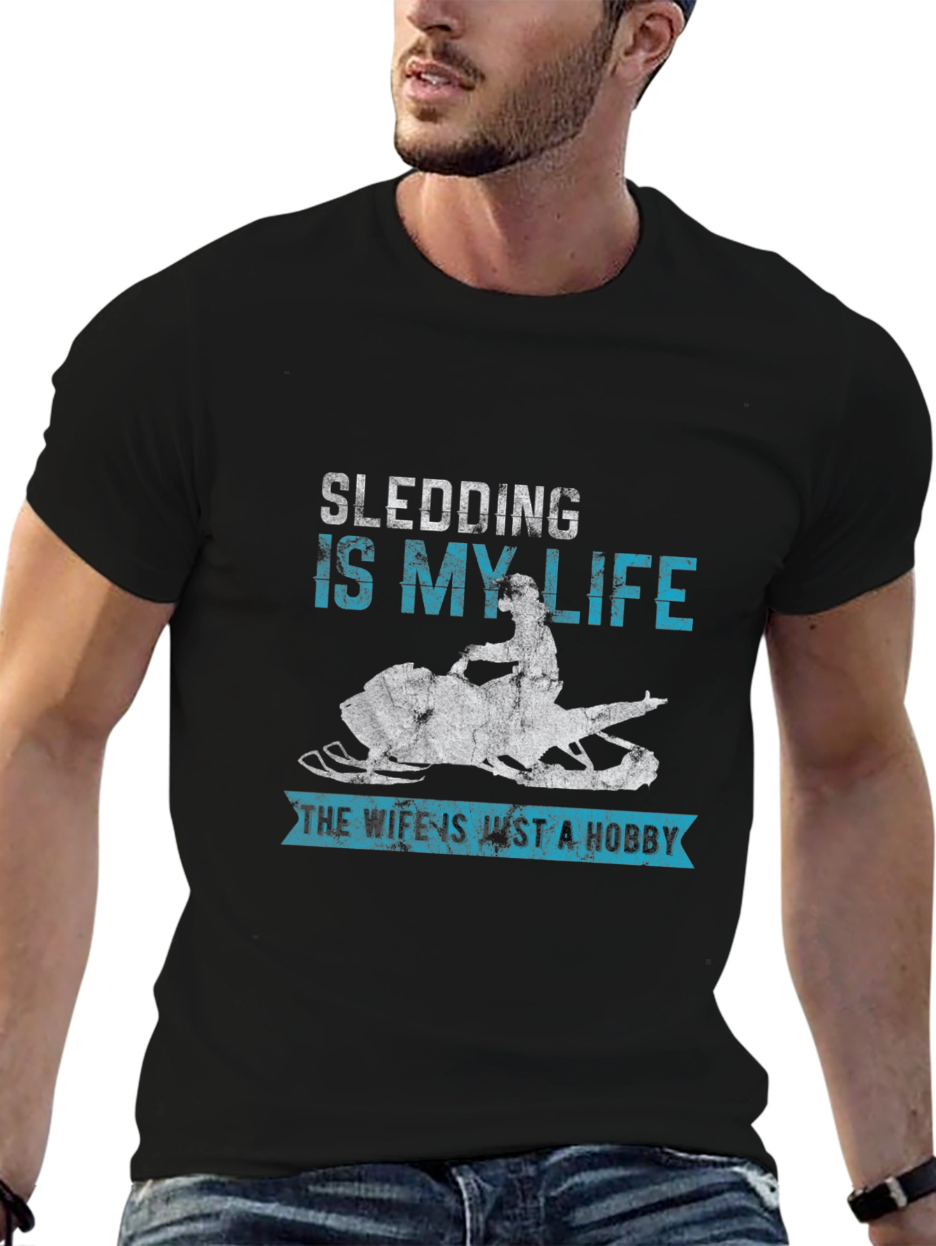 Black Sledding Is My Life T-Shirt - Hobbyist Apparel view 6