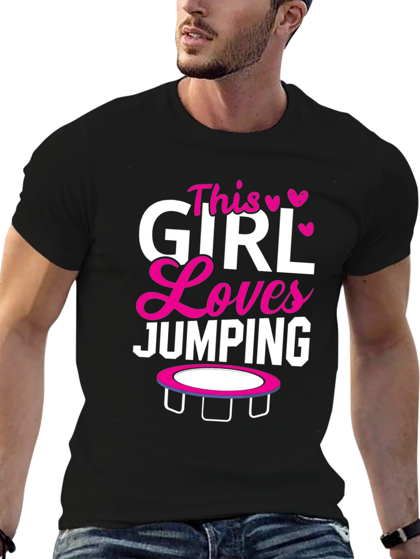 Black This Girl Loves Jumping T-Shirt view 6