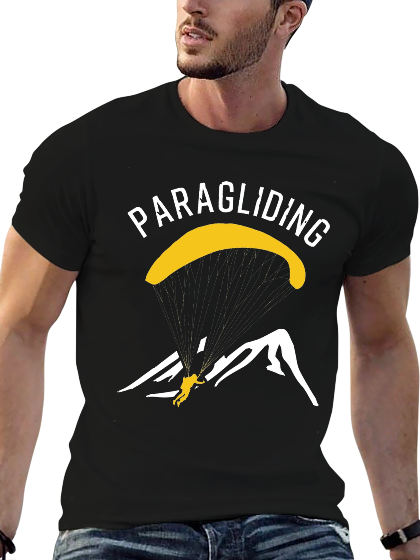 Black Paragliding Graphic T-Shirt - Adventure Awaits view 6