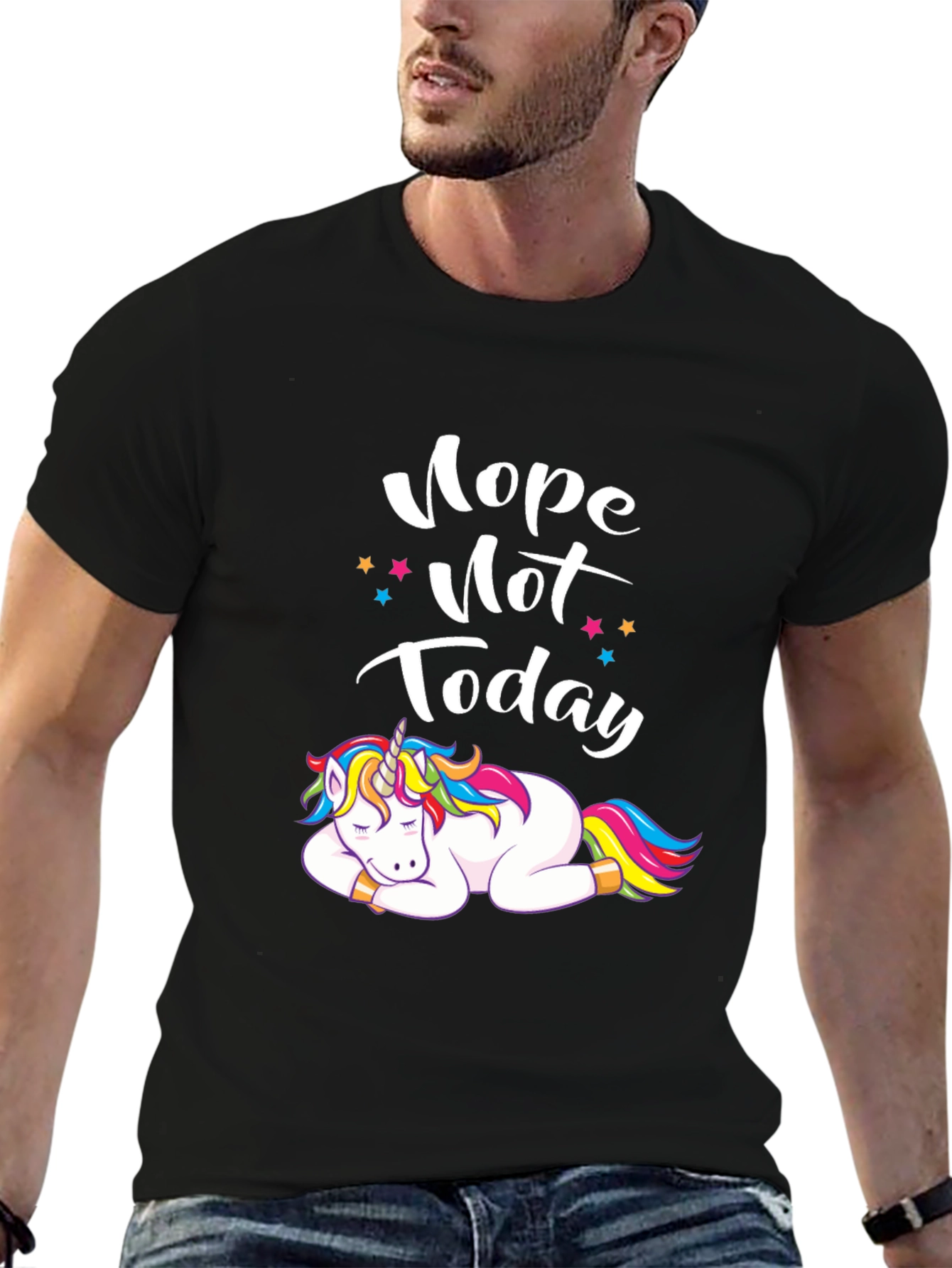 Black Nope Not Today Unicorn Graphic Tee view 6