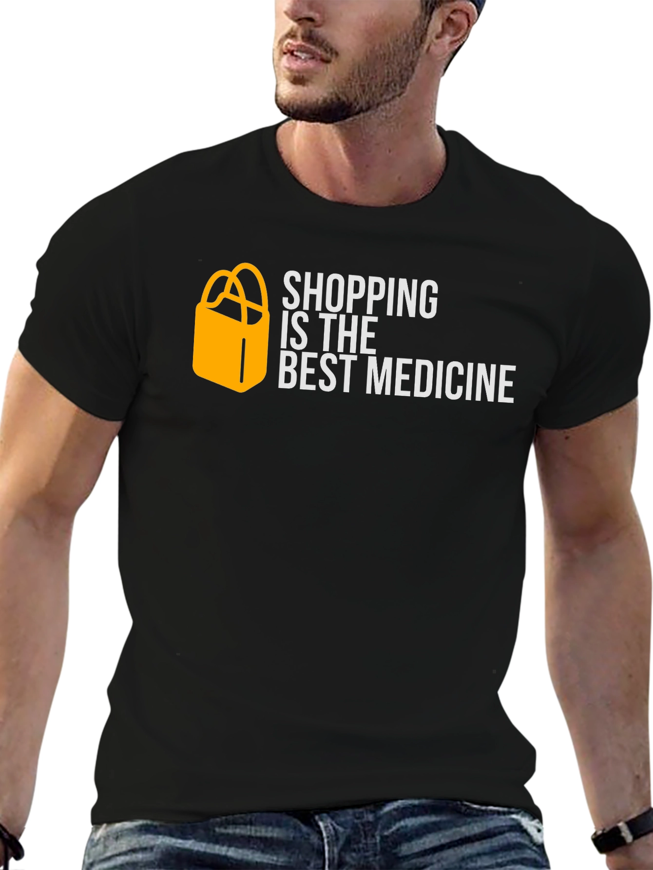 Black Shopping is the Best Medicine Graphic T-Shirt view 6