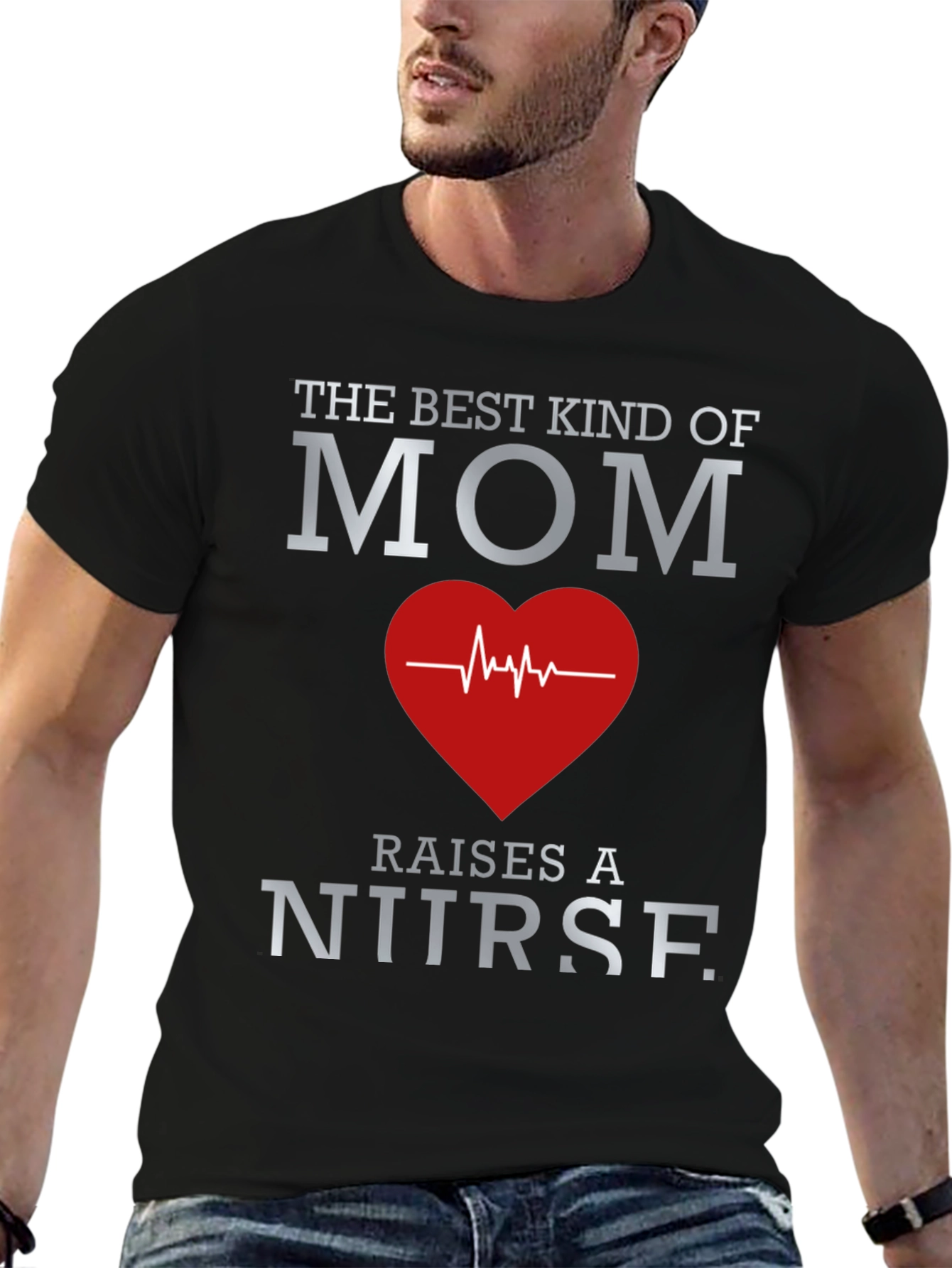 Black Best Mom Nurse Graphic T-Shirt view 6