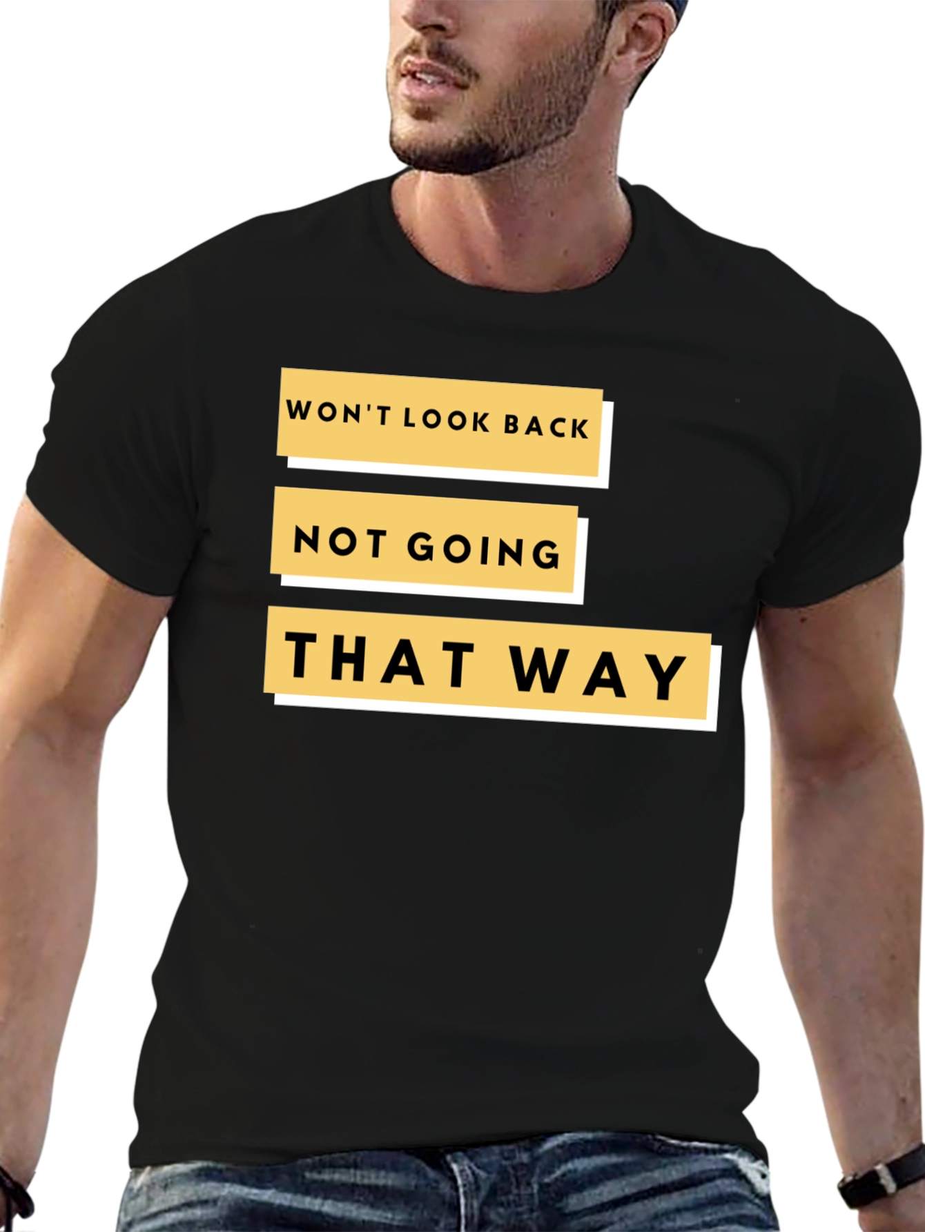 Black Bold Statement Tee: Won't Look Back - Black view 6
