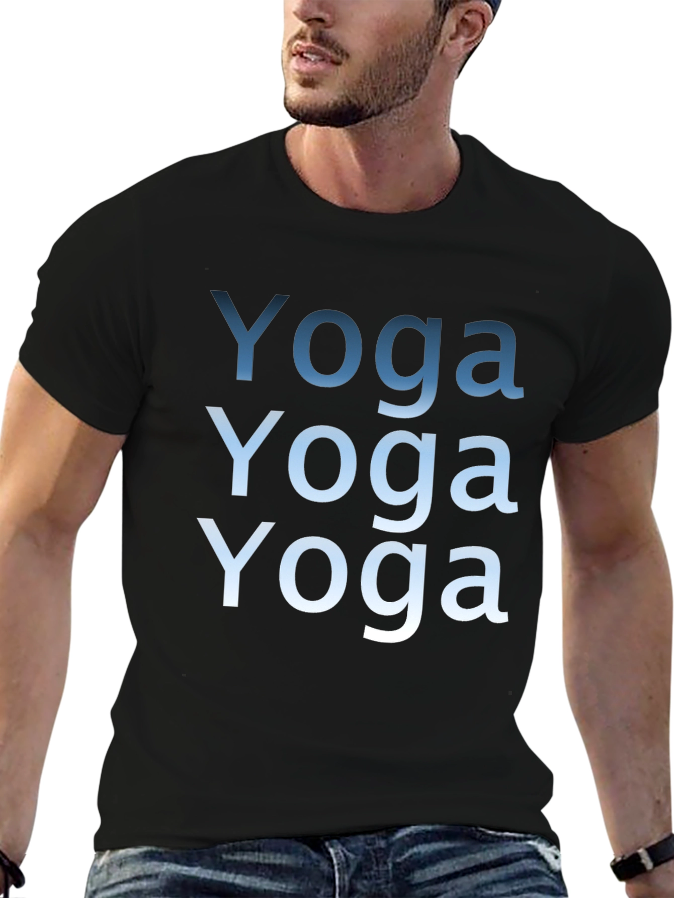 Black Yoga Text T-Shirt - Relax in Comfort & Style view 6