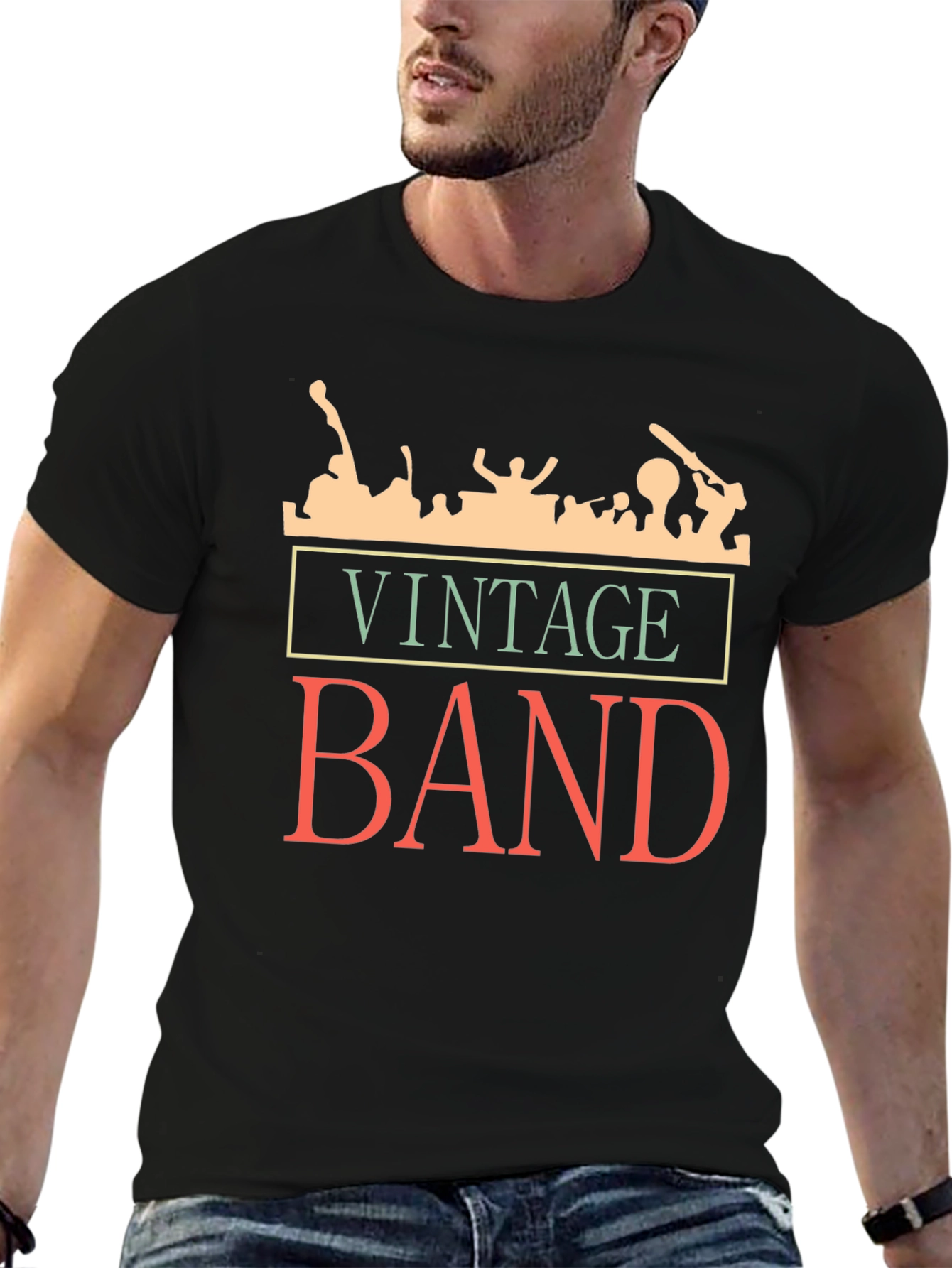 Black Vintage Band Tee - Retro Music Fan T-Shirt view 6