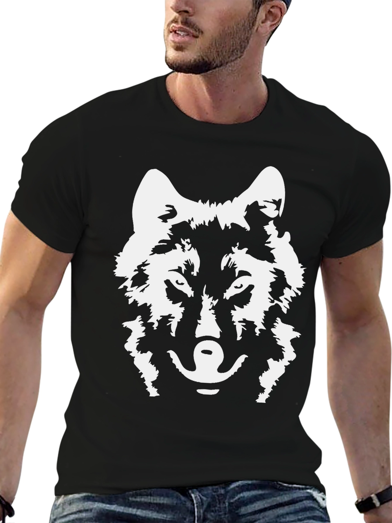 Black Wolf Graphic Black T-Shirt view 6
