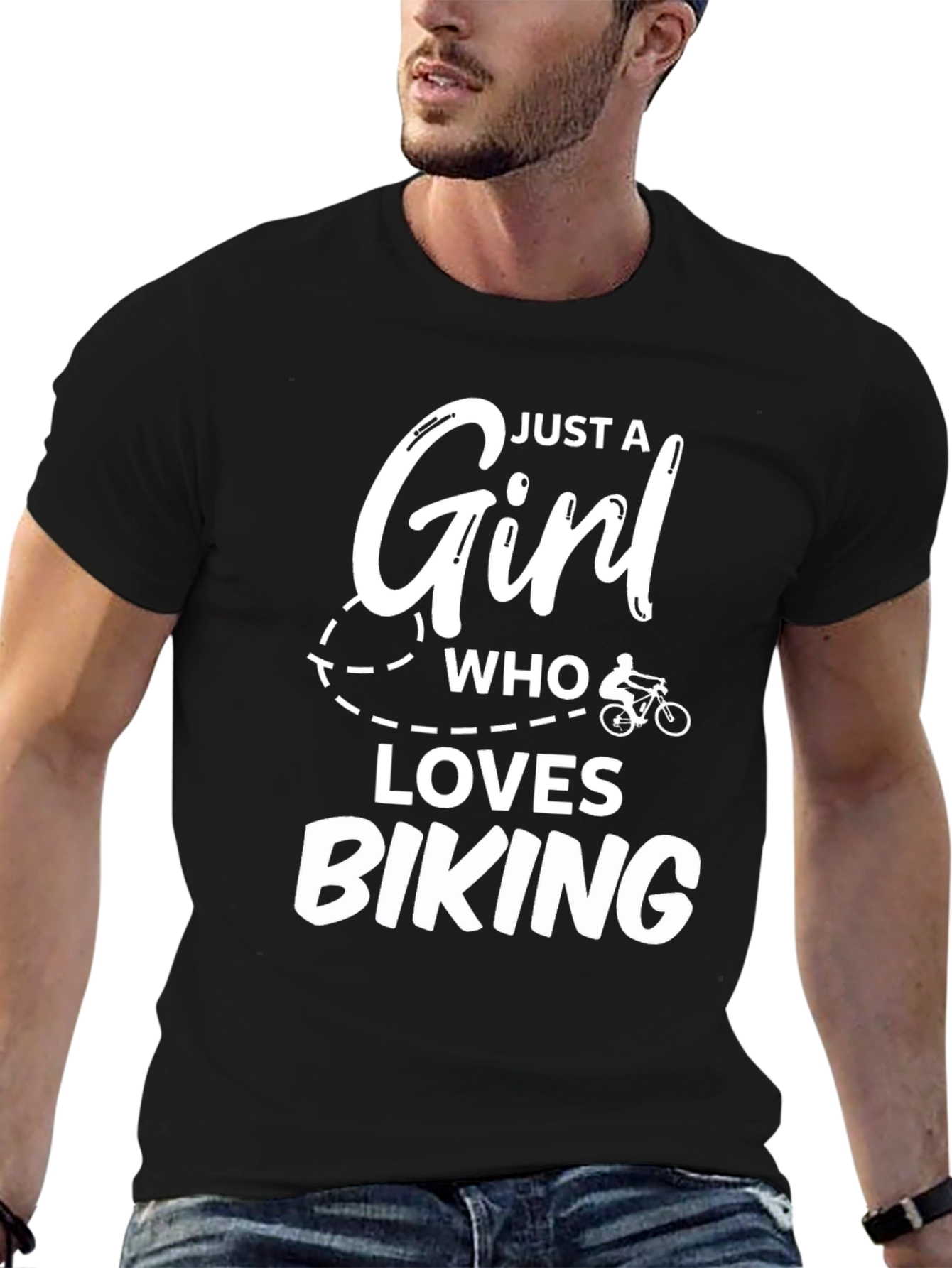 Black Girl Who Loves Biking T-Shirt - Black Tee view 6