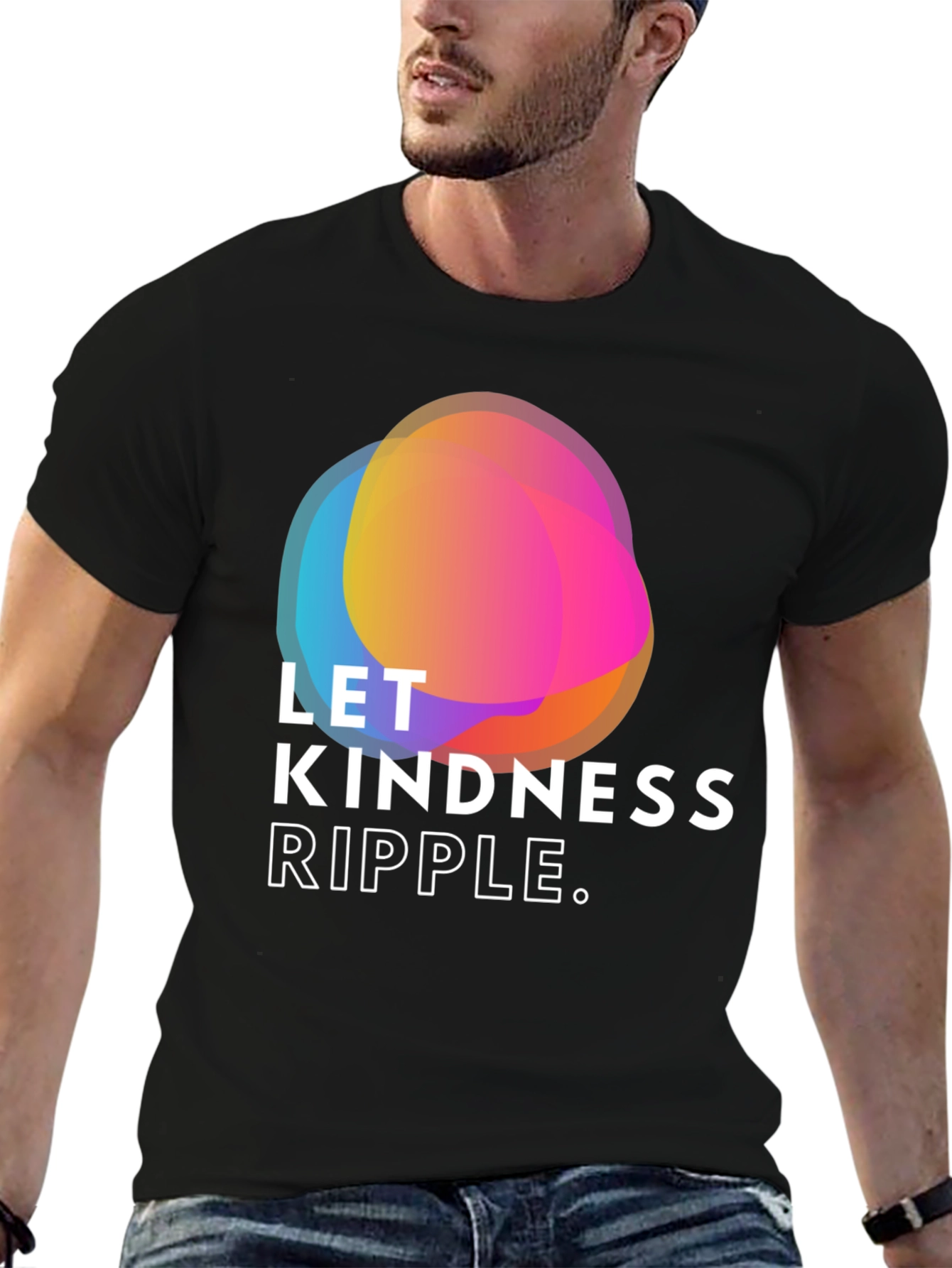 Black Kindness Ripple Graphic Tee - Soft Black Shirt view 6