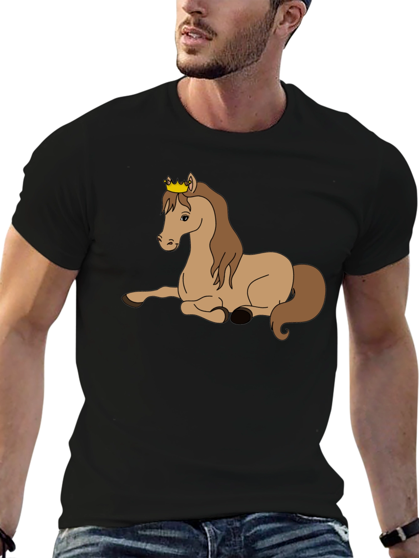 Black Horse with Crown Graphic T-Shirt view 6