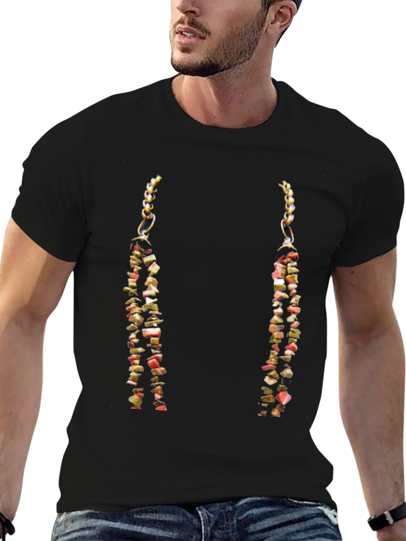 Black Unique Beaded Chain T-Shirt - Stylish Casual Wear view 6