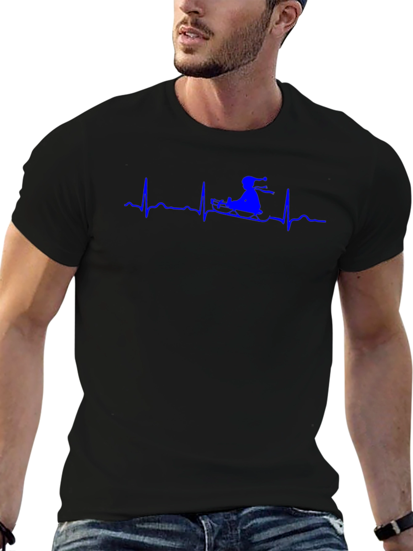 Black Jet Ski Heartbeat T-Shirt - Ride the Wave! view 6