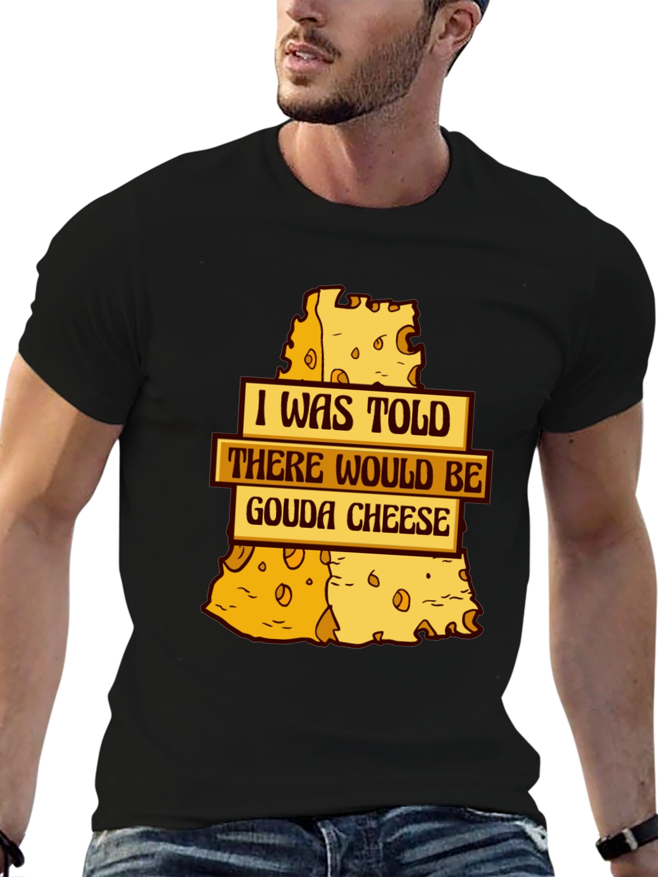 Black Gouda Cheese T-Shirt - Funny Foodie Tee view 6