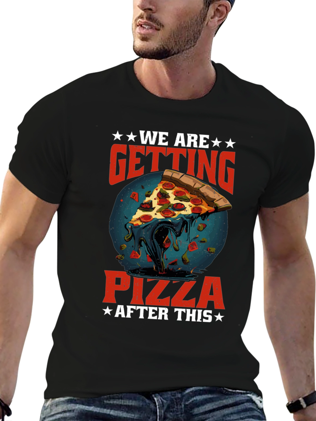 Black We Are Getting Pizza After This Graphic T-Shirt view 6