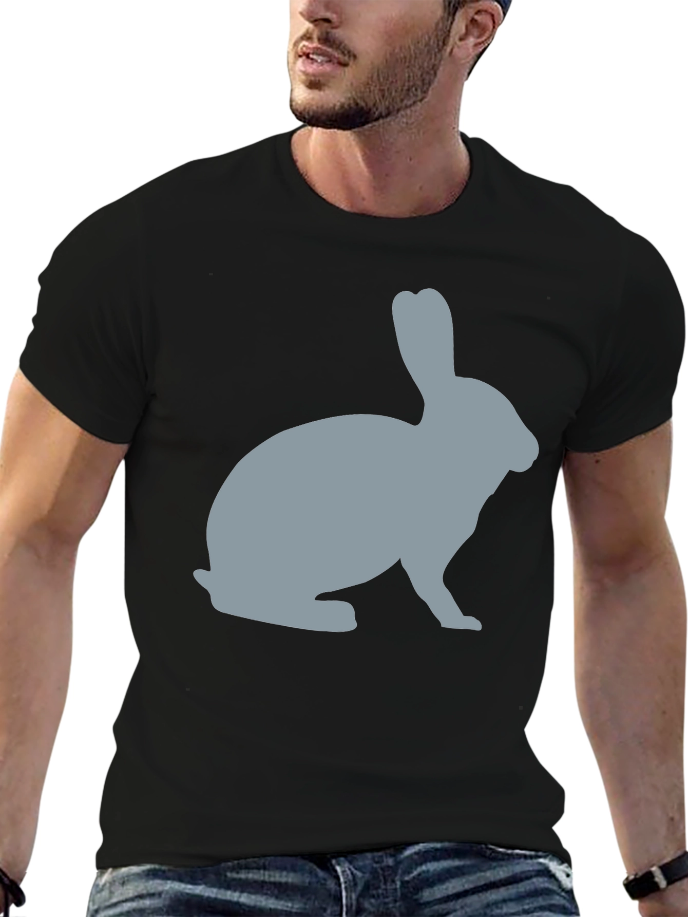 Black Rabbit Silhouette Graphic Tee - Unisex Soft Cotton T-Shirt view 6
