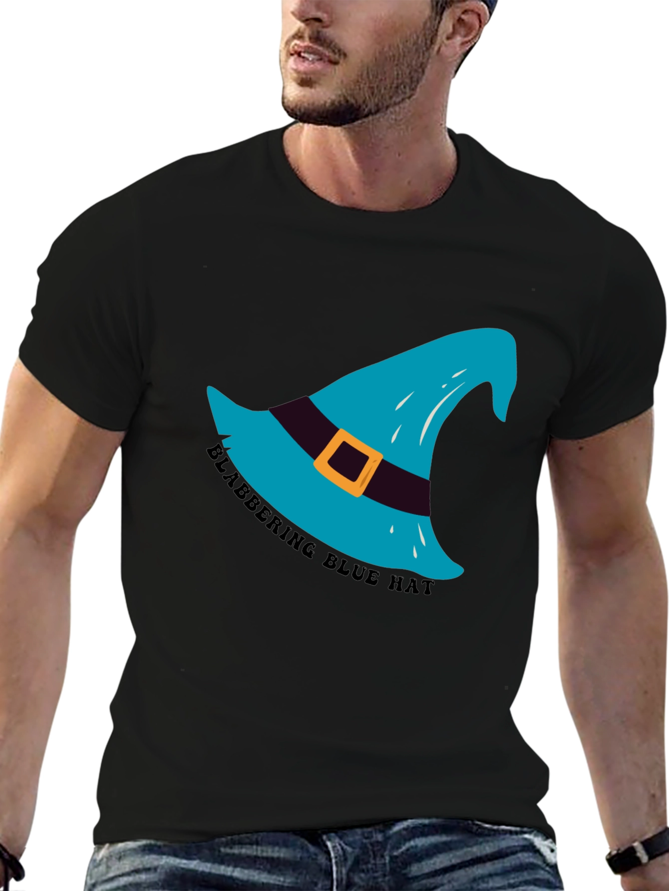Black Blabbering Blue Hat Graphic Tee - Black view 6