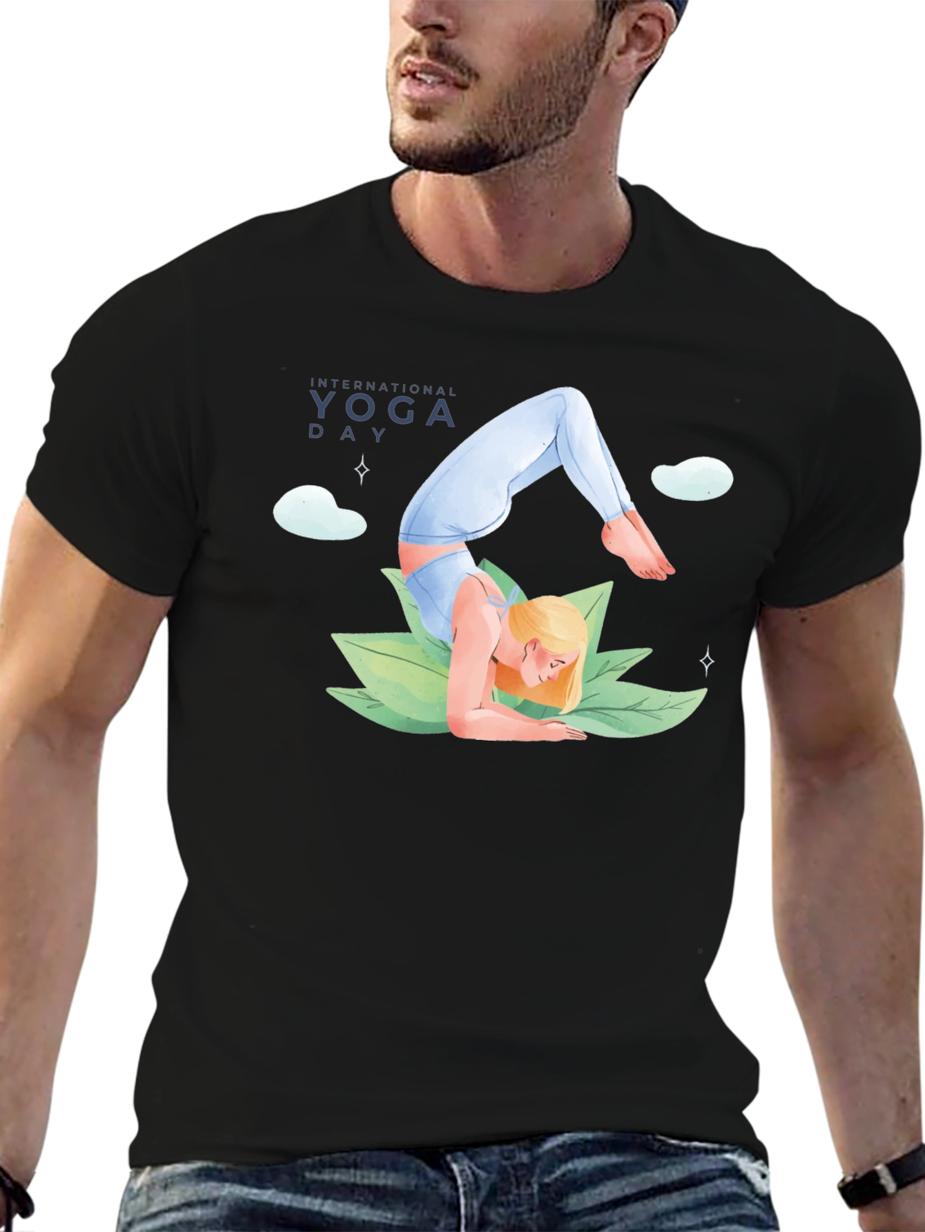 Yoga Day Graphic Tee - Black Cotton - 6