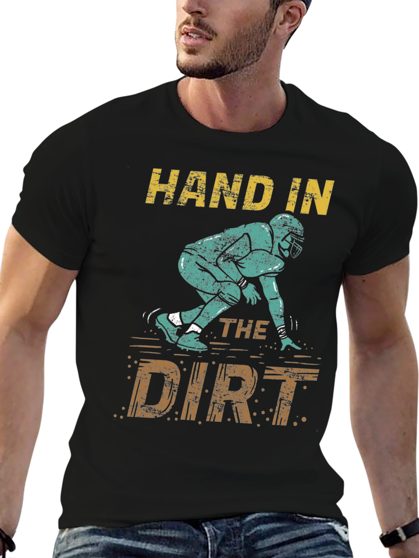 Black Hand in the Dirt Football T-Shirt view 6