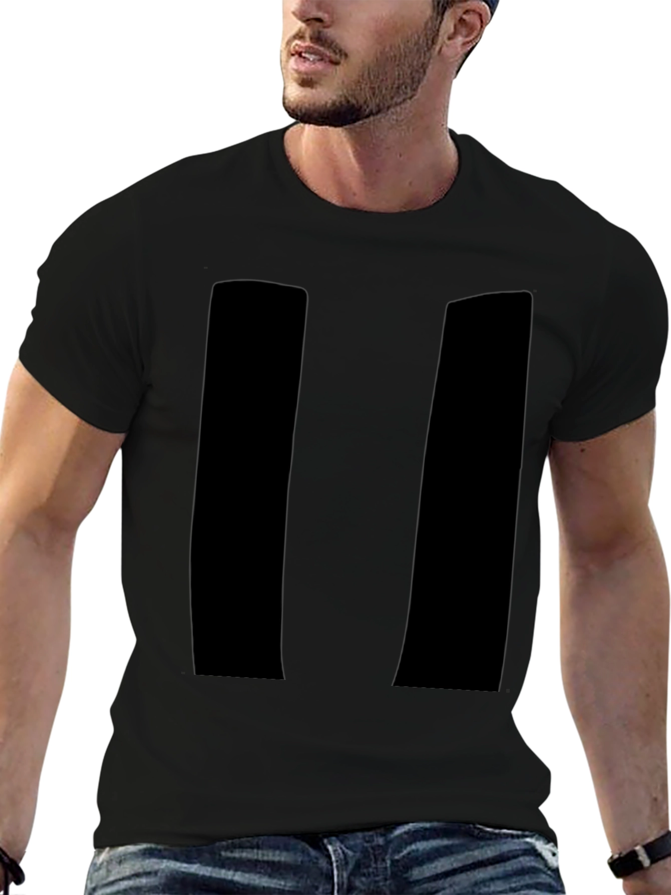 Black Men's Black Pause Symbol Graphic Tee view 6