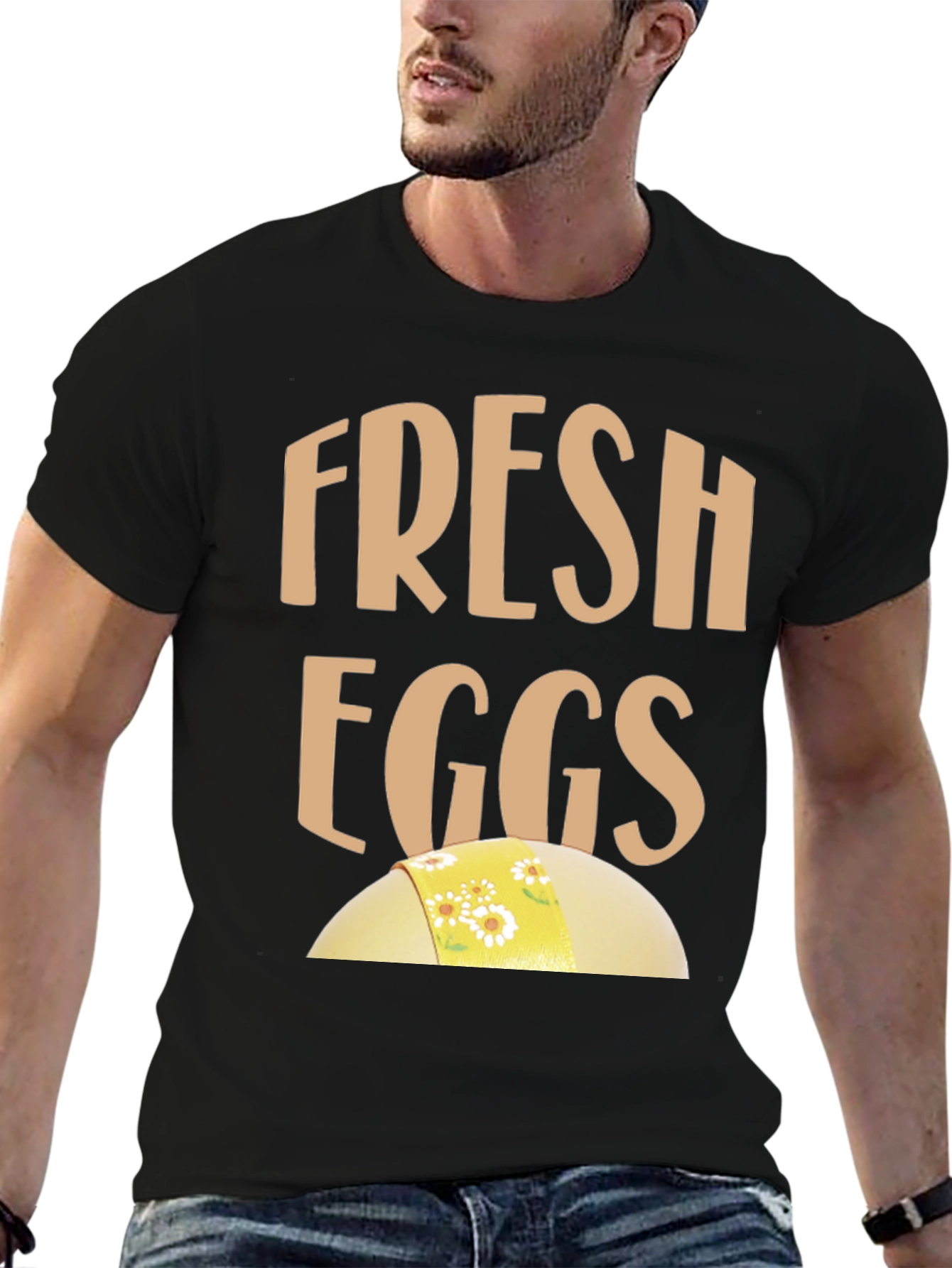 Black Fresh Eggs Funny T-Shirt view 6