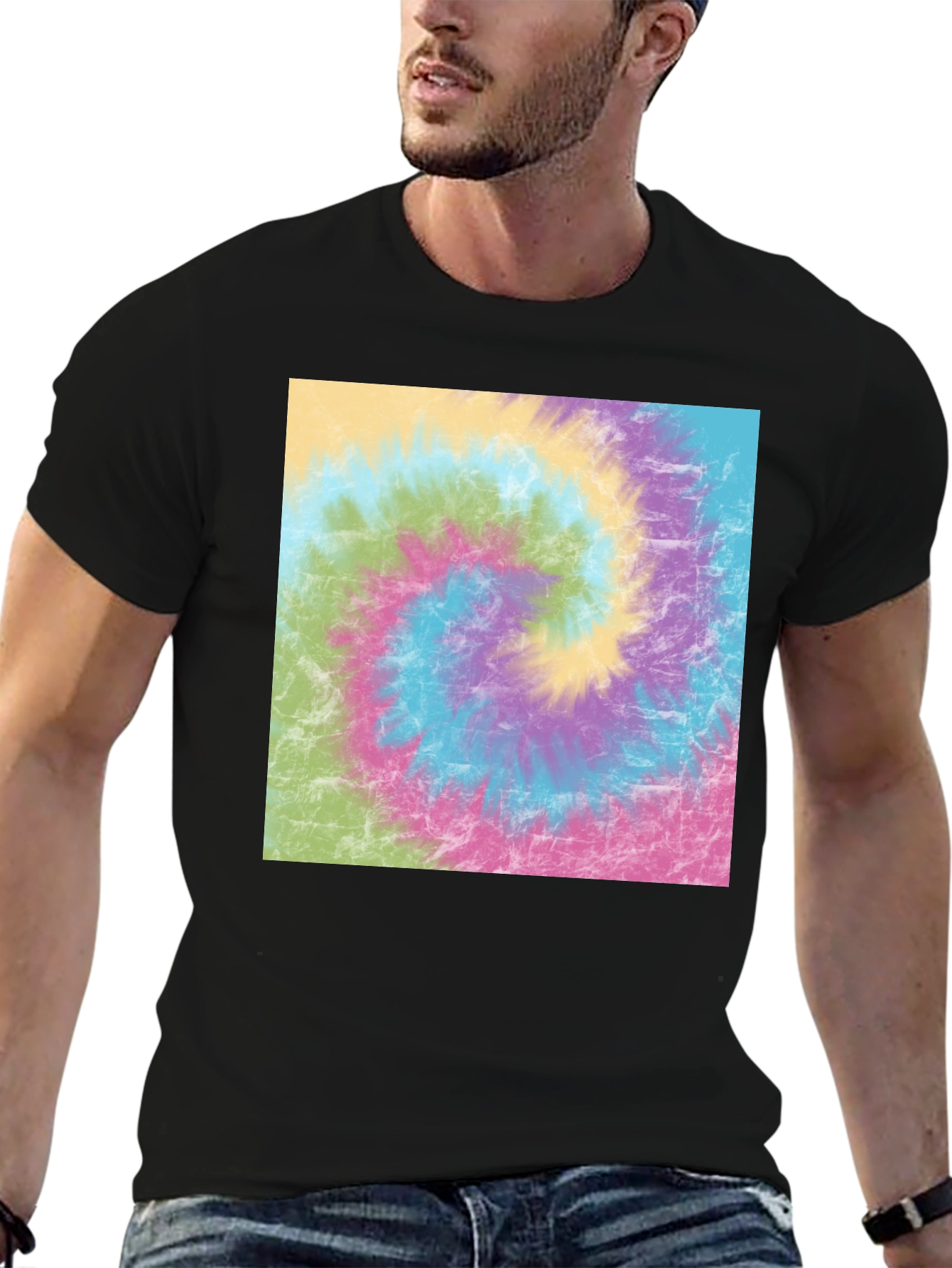 Black Tie Dye Swirl Graphic Tee - Casual Comfort view 6