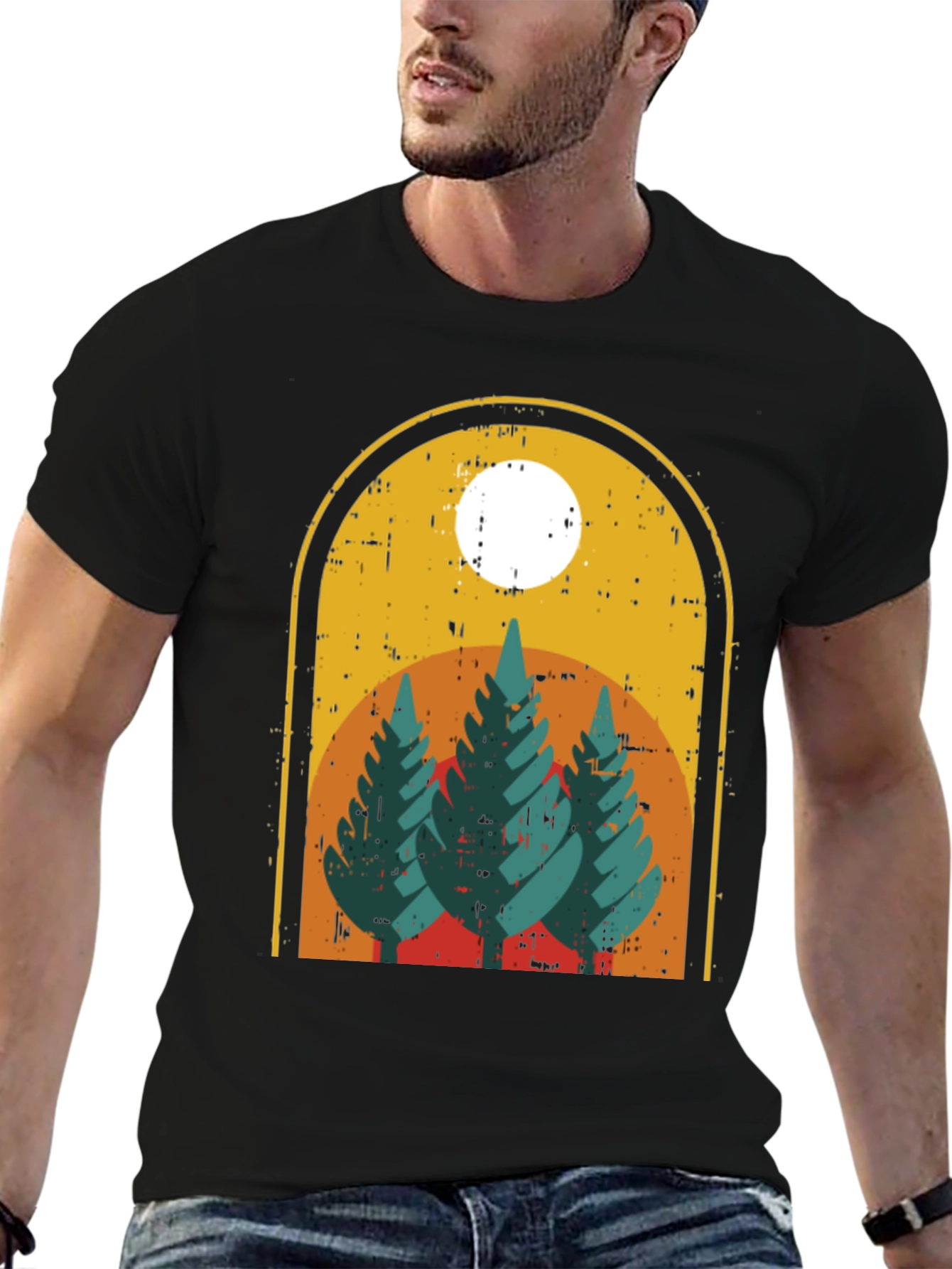 Black Vintage Forest T-Shirt - Nature Graphic Tee view 6