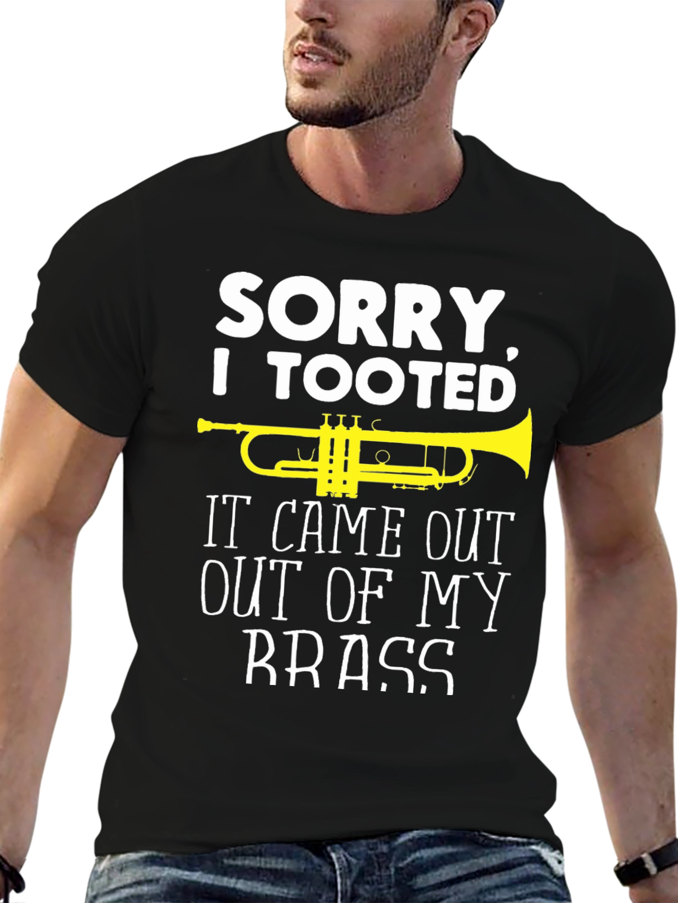 Black Sorry I Tooted Brass Band Humor T-Shirt view 6