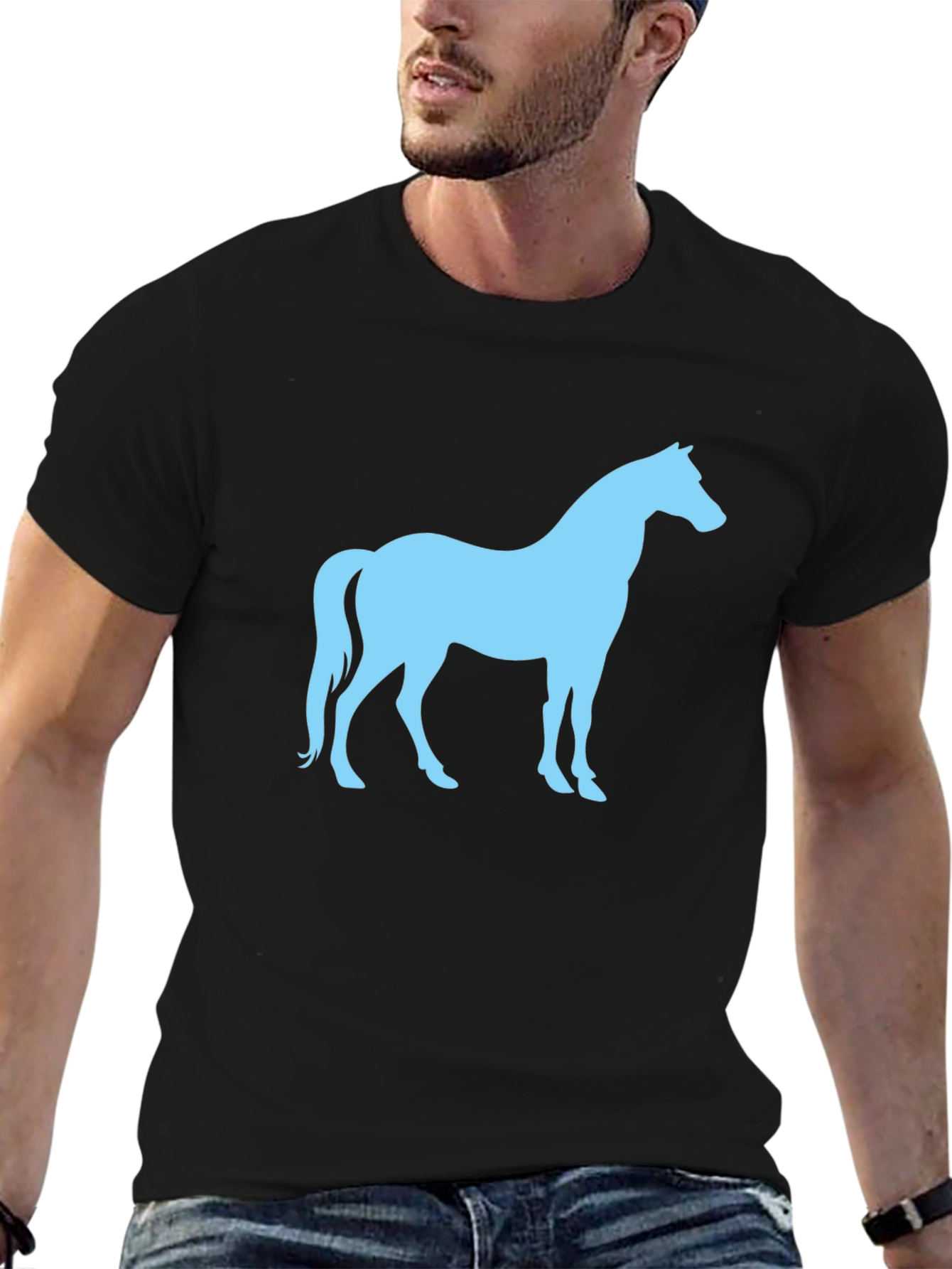Black Horse Silhouette Graphic T-Shirt - Black view 6