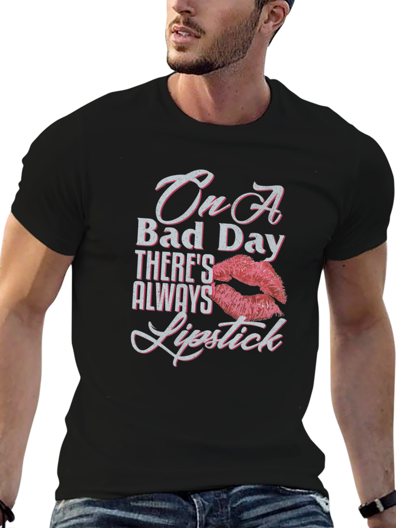 Black On A Bad Day Lipstick T-Shirt view 6
