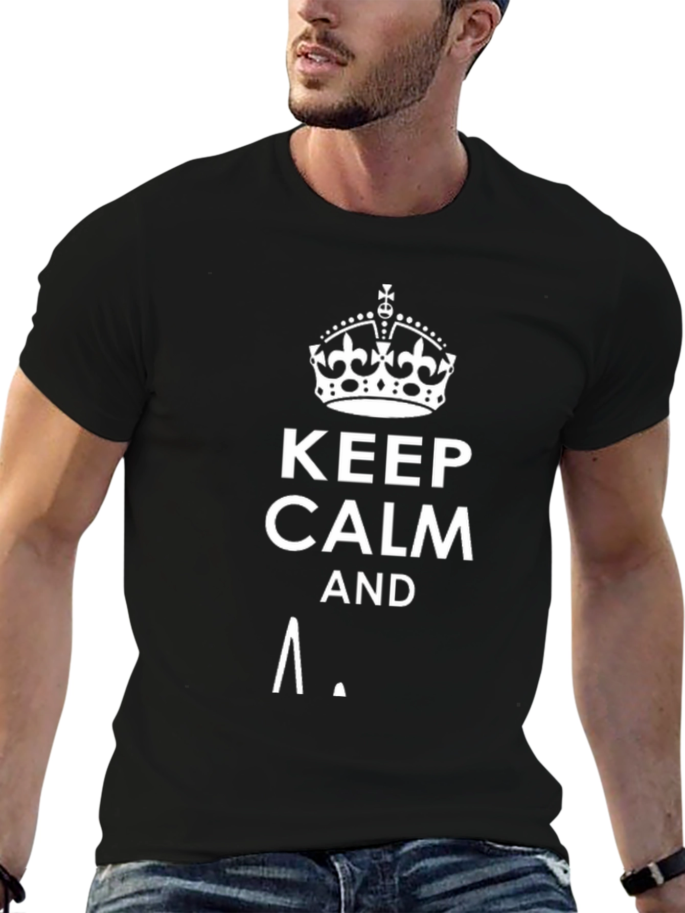 Black Keep Calm T-Shirt | Novelty Graphic Tee view 6