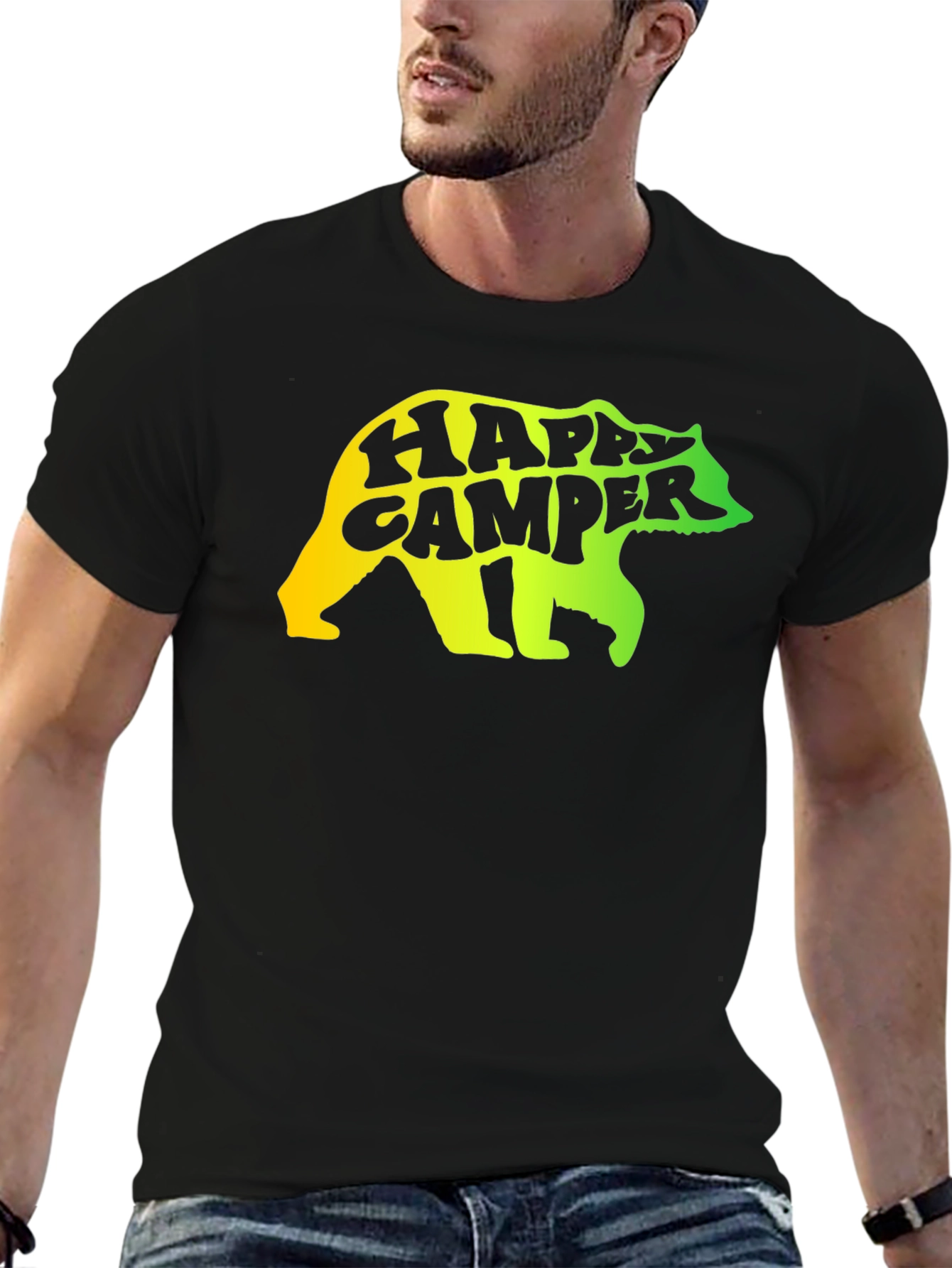 Black Happy Camper Bear Graphic Tee view 6
