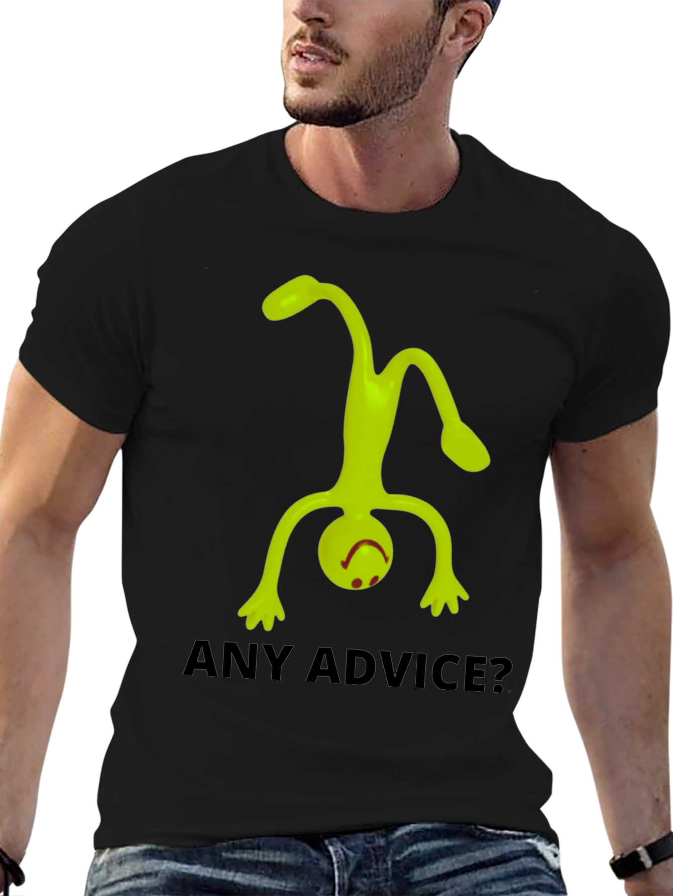 Black Any Advice? Funny Graphic Tee view 6
