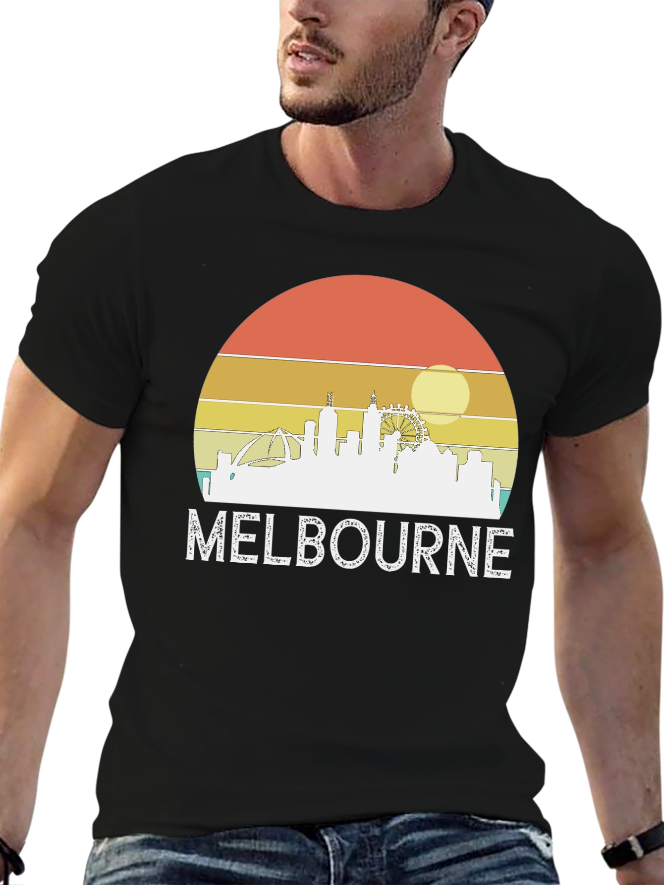 Melbourne Skyline Retro Graphic Tee - 6