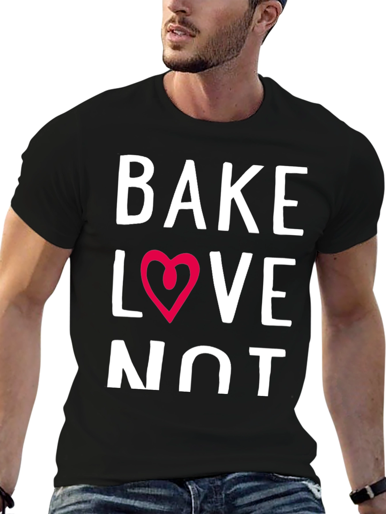 Black Bake Love Not T-Shirt - Black Crew Neck Short Sleeve view 6