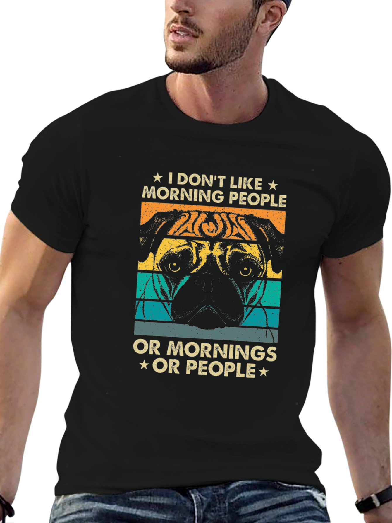 Black I Don't Like Morning People T-Shirt view 6