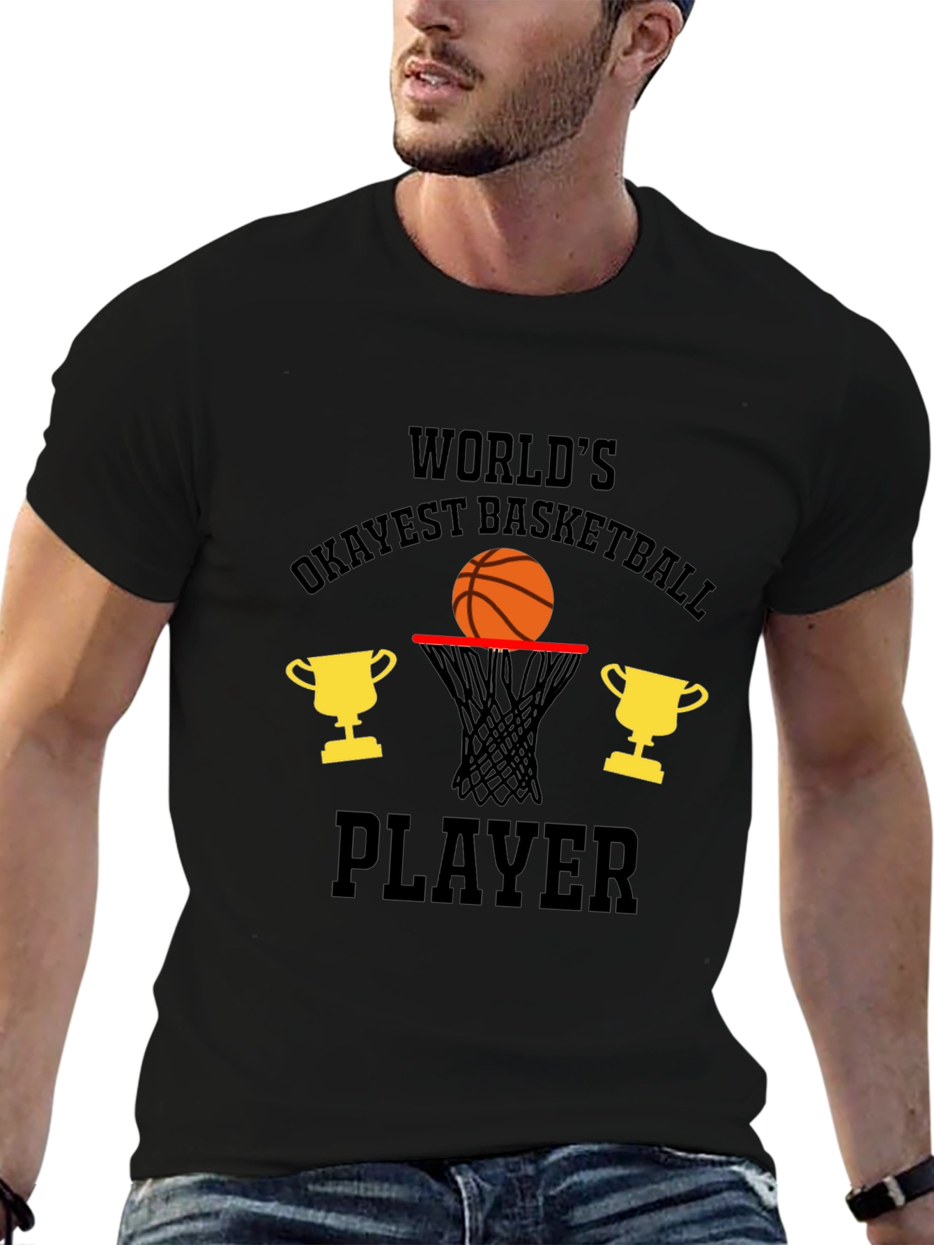 Black Okayest Basketball Player T-Shirt view 6