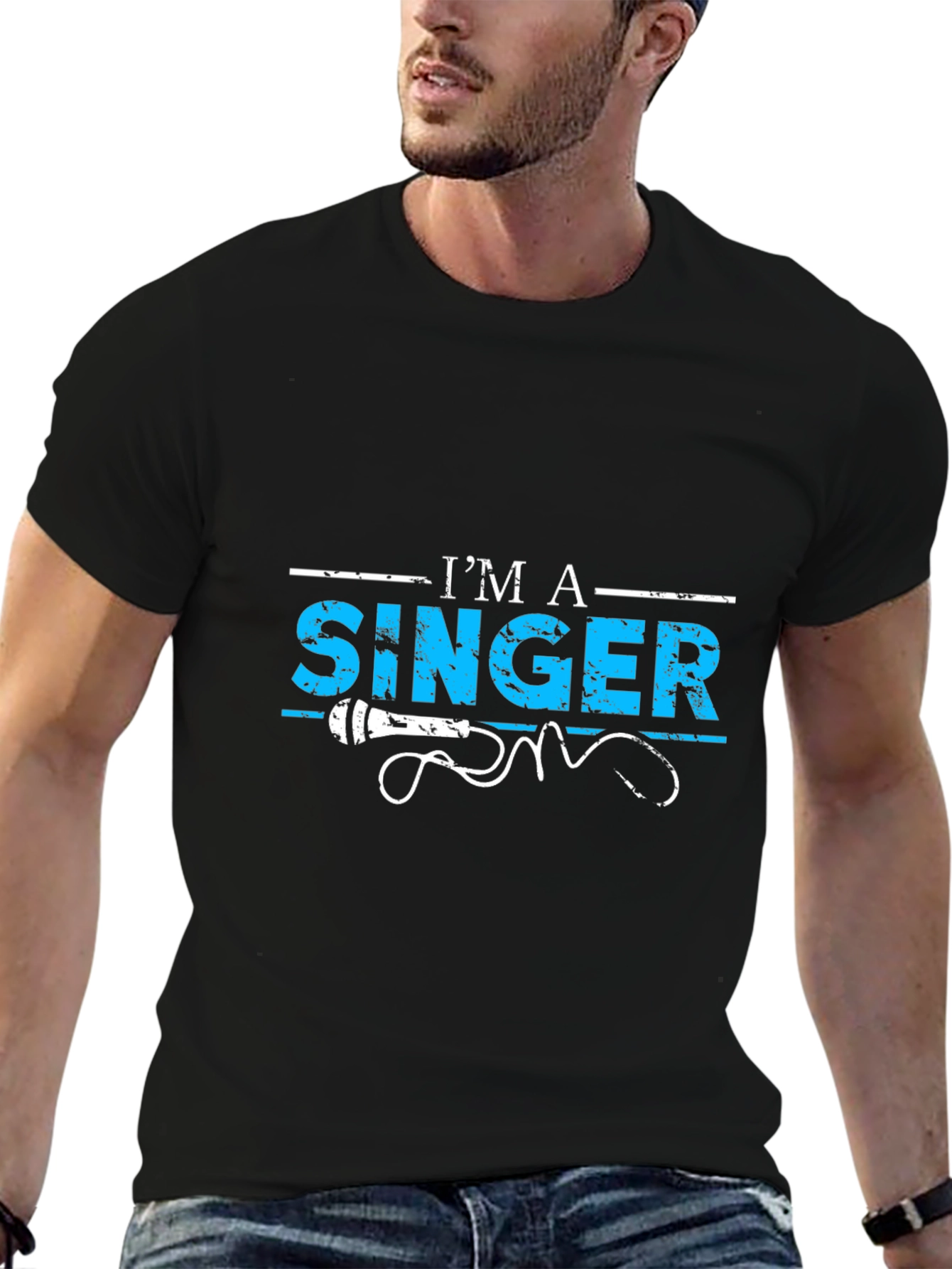 Black I'm a Singer T-Shirt - Microphone Graphic Tee view 6