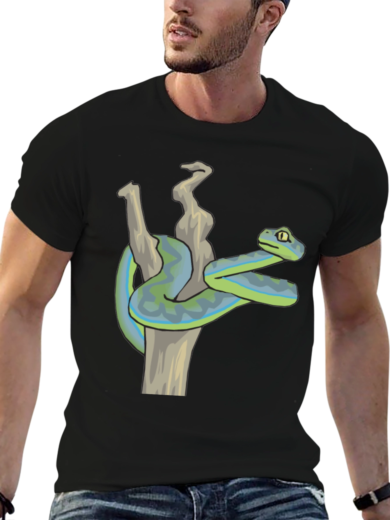 Black Snake T-Shirt: Reptile Art Tee view 6