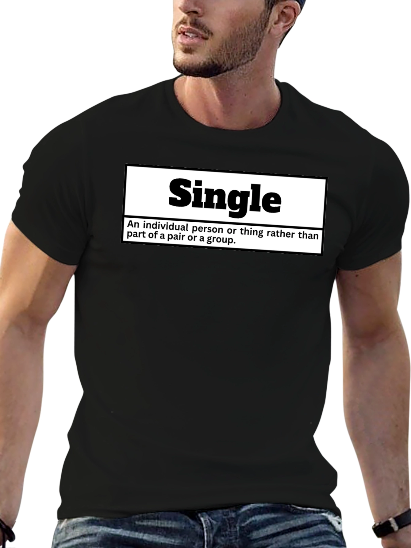 Black Single Definition T-Shirt - Funny Relationship Status Tee view 6