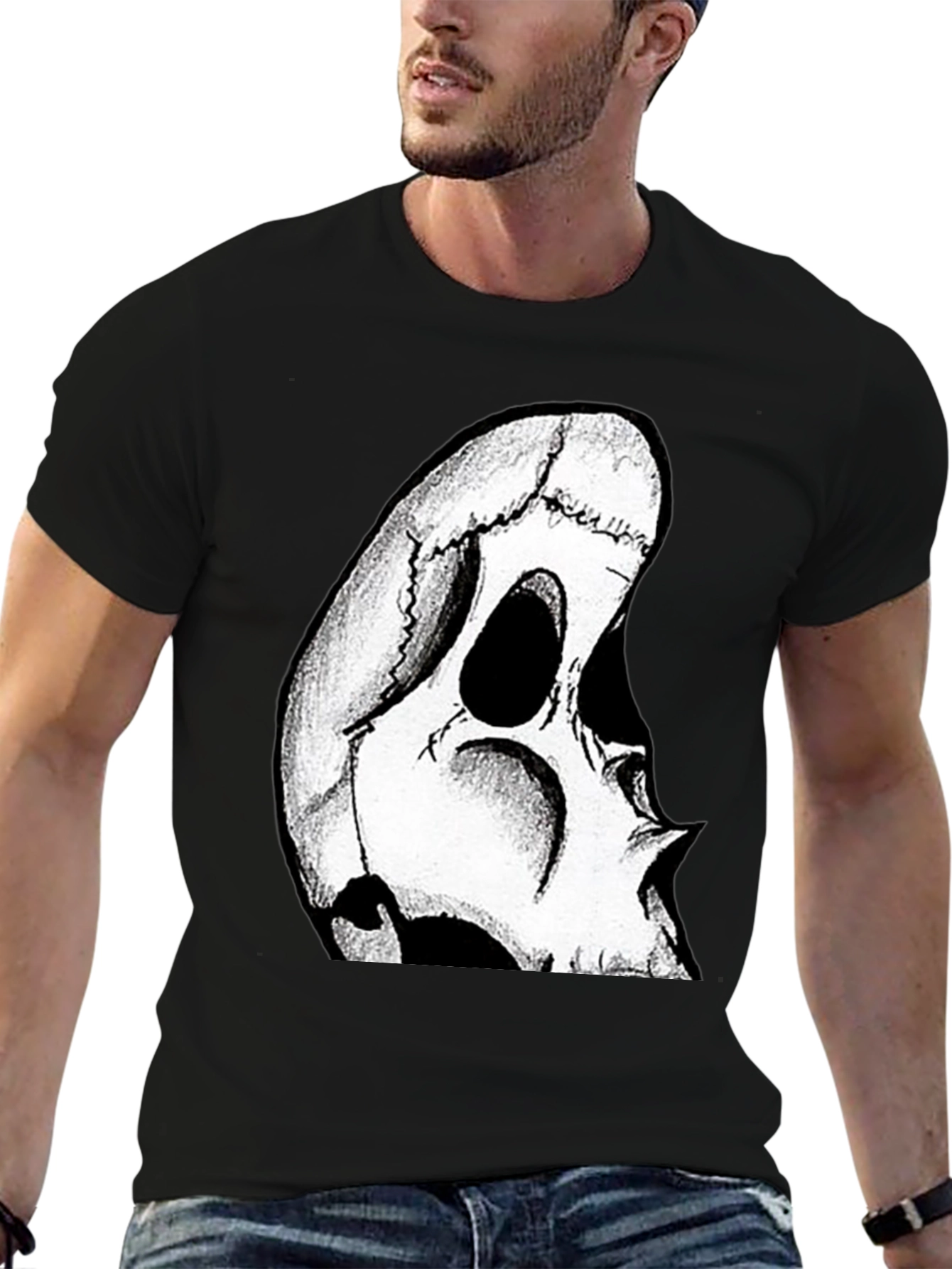 Black Skull Graphic Tee - Men's Black T-Shirt view 6