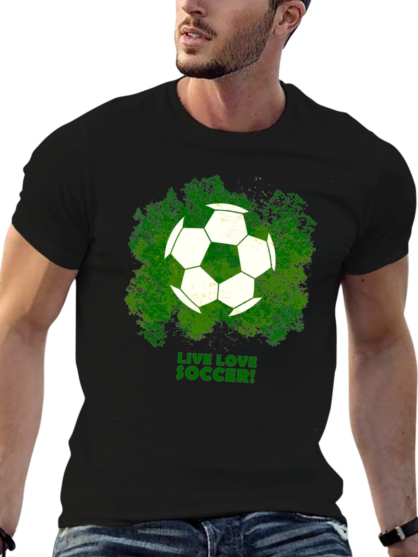 Black Live Love Soccer Graphic T-Shirt view 6